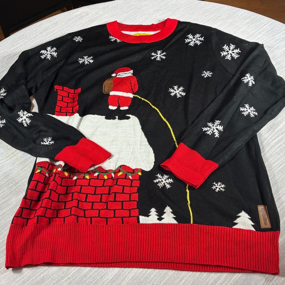 Festive Black and Red Crewneck Sweater